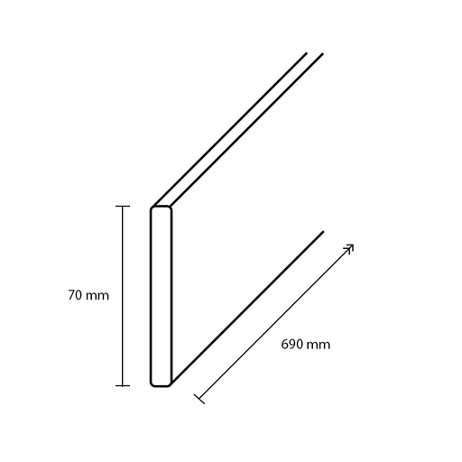 Afdekkap links 0,8x70x690mm Vesuvius Zwart Houtne. (2)