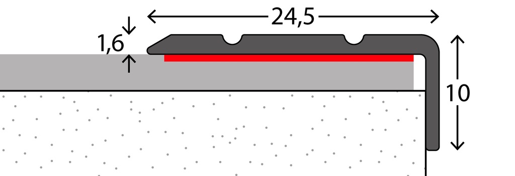 Hoekstrip 25x10 Zilver ZKL 100cm Retail VPE - nr. 160 | 1601411100 (1)