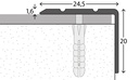 Hoekstrip 25x20 Zilver schroef 100cm Retail VPE - nr. 162 voorgeboord | 1621311100 (1)