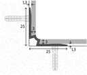 Traprand binnenhoek profiel PVC 2-3mm Zilver 25x25mm 10x250cm - nr. 107 | 1071311250 (1)