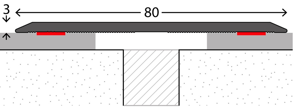 Naadstrip 80mm drempel Zilver ZKL 270cm 10stf - nr. 117 | 1172411270 (1)