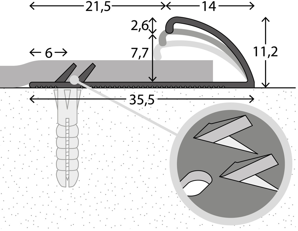 Tapijtafsluitrand Zilver 12x270cm - nr. 342 | 3422511270 (1)