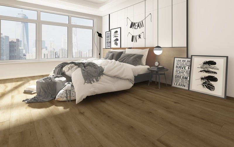Gelasta Callisto 4100 (dryback) Natural Oak Dark gelegd in een interieur