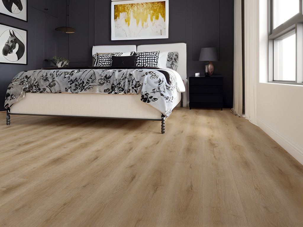 Dynamic 3501 (rigid click) Natural smoked gelegd in een interieur