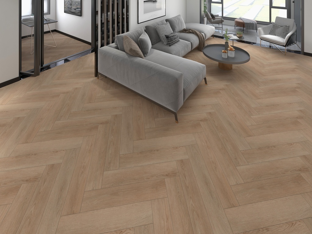 Wood Canyon Oak Visgraat Click | WD-201-HB gelegd in een interieur