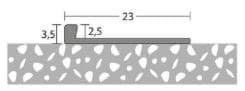 Afsluitprofiel vast 2,5mm aluminium 10x250cm - nr. 709 | 7091506250 (1)