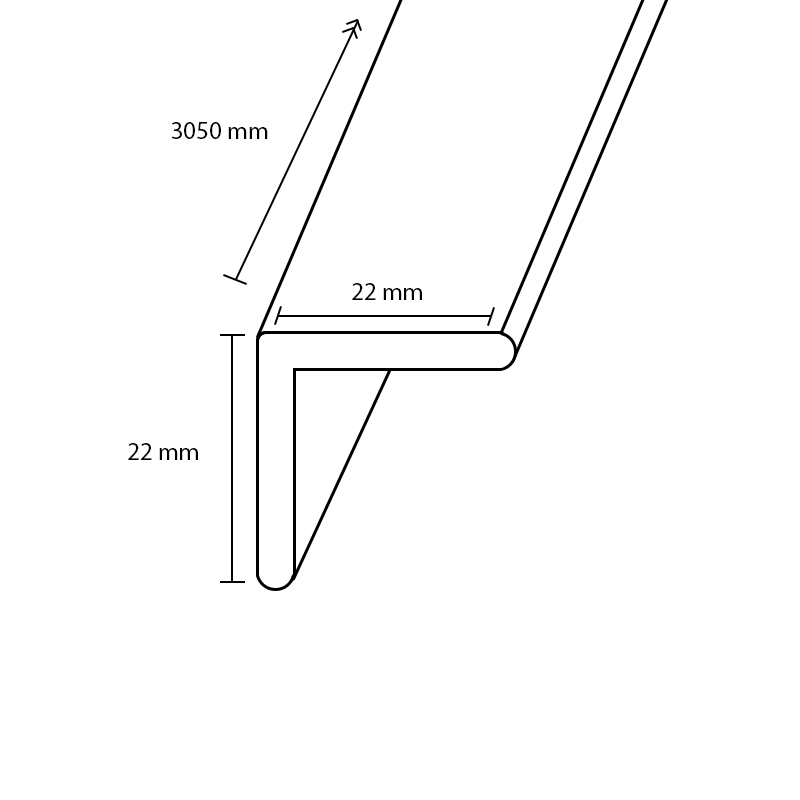Hoeklat Platina Wit 22/22 mm (2)