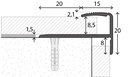 Traphoek afsluitprofiel 8-9mm aluminium 250cm - nr. 272 | 2721311250 (1)