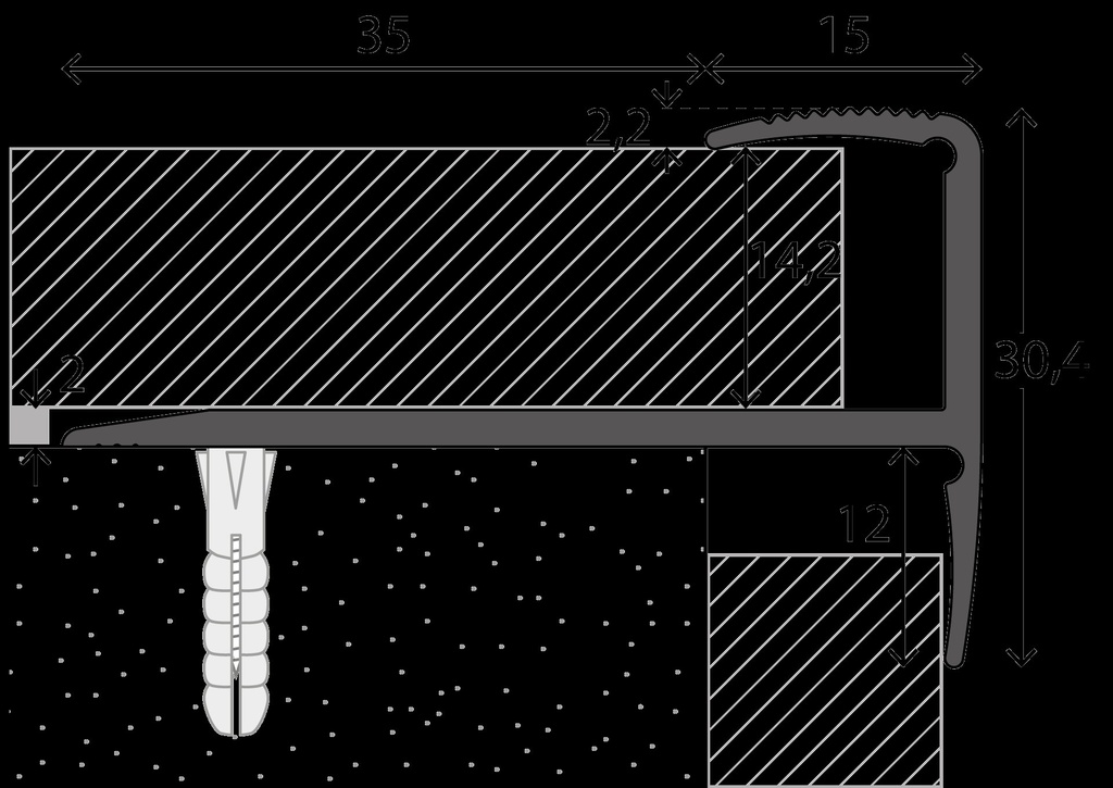 Traphoek afsluitprofiel 13-15mm aluminium 250cm - nr. 273 | 2731311250 (1)