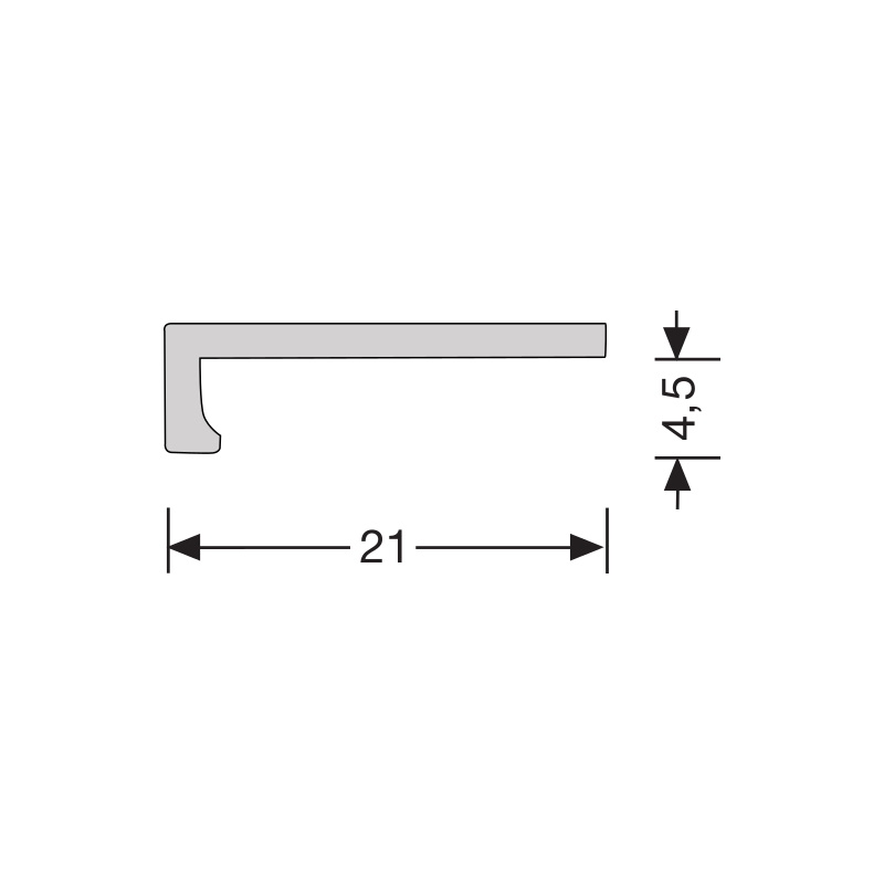 Hoeklijnprofiel zelfklevend PVC zilver klik 5,5x21mm 4,5mm 2 (2)