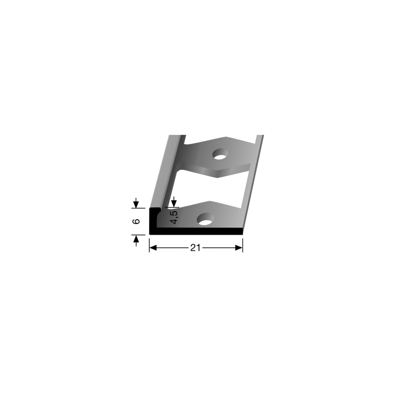 In-egaliseer eindprofiel PVC RVS 6x21mm 4,5mm 3m 3103 (2)