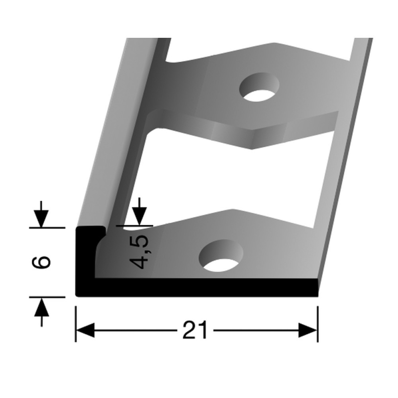 In-egaliseer eindprofiel PVC zilver 6x21mm 4,5mm 3m 3103 (2)