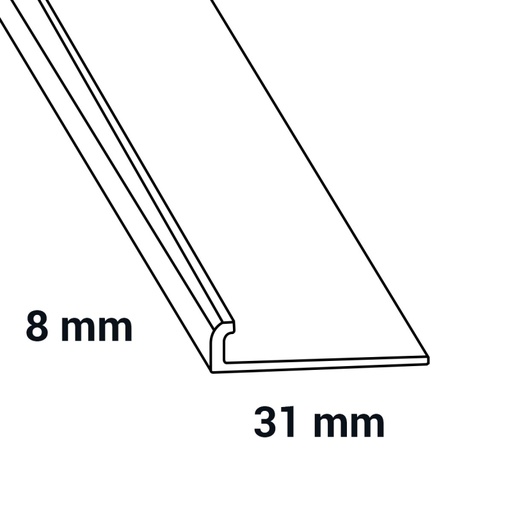 Kunststof eindprofiel tbv tapijt EL8 lichtgrijs 0138 (2)