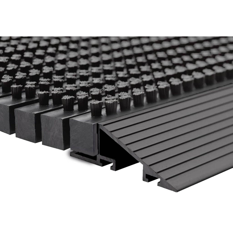 Luxe buitenmat zwart met antraciet strip 50 x 80cm (2)