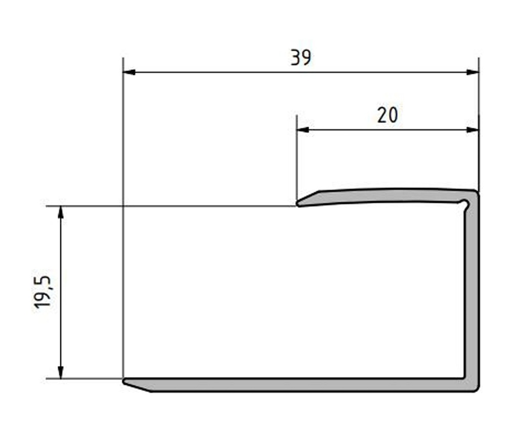 JOKA PARO Akustik Alu U-Eindprofiel voor vlakke montage PPU001 Edelstaalmat 20x20mm 3,05mtr (1)