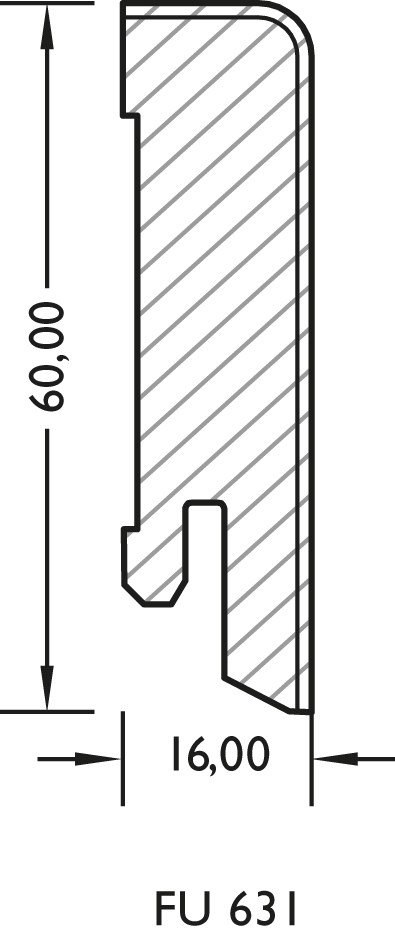 JOKA Plint 16x60mm gefineerd (FU) profiel #631 FO8810 FU KO102 Kork Fina creme 631 250cm (1)