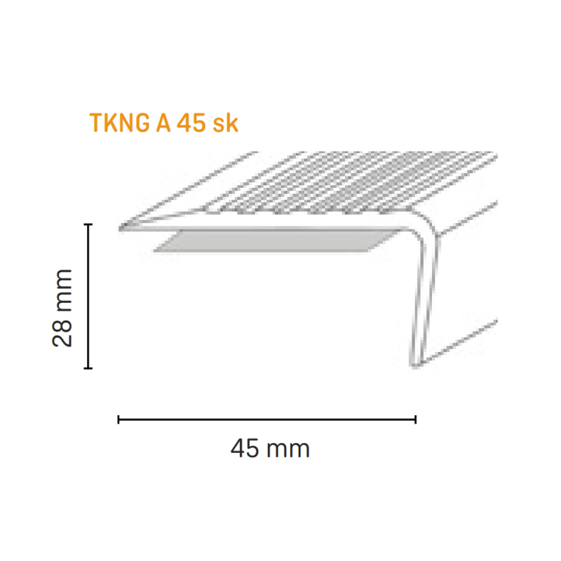 Trapkant kunststof TKNG A45 ZK aluminium 1160 (2)