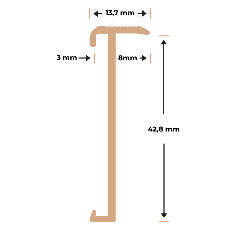 Trapneusprofiel PVC RVS geborsteld 14x43mm 1,5m 2514 (2)