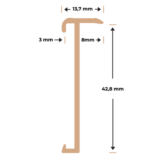 Trapneusprofiel PVC brons 14x43mm 3m 2514 (2)