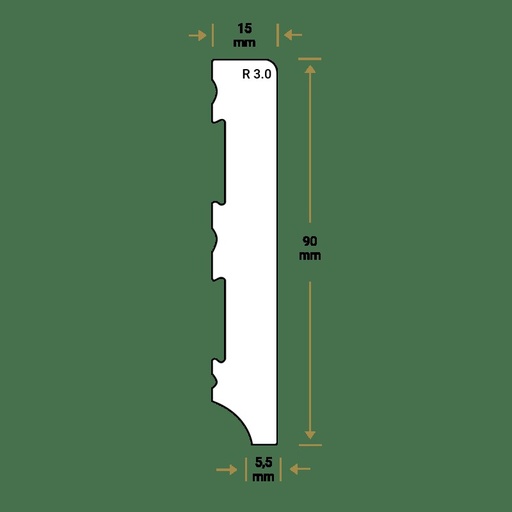 Watervaste kunststof Moderne plint 90x15 wit (1)
