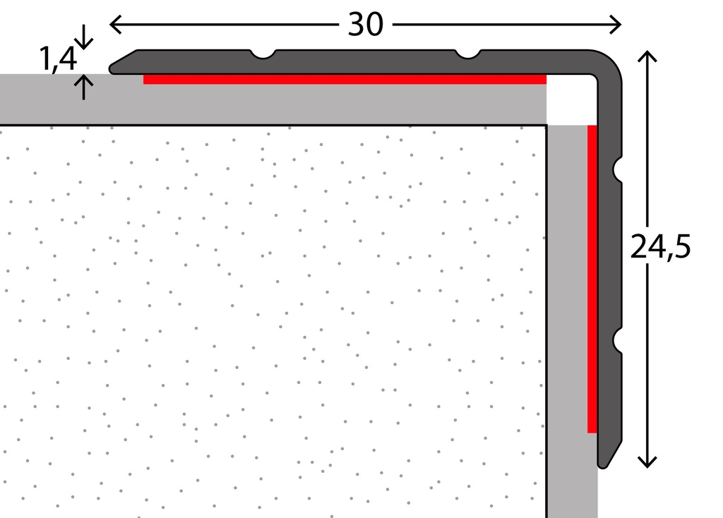 Hoekstrip 30x24,5 Zwart ZKL 10x300cm - nr. 168 | 1681432300 (1)