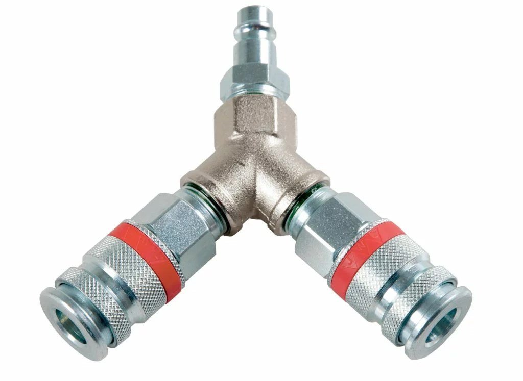 Press Y-stuk 1/4 -compleet. 2 x snelkopp. 1 x nippel 1/4