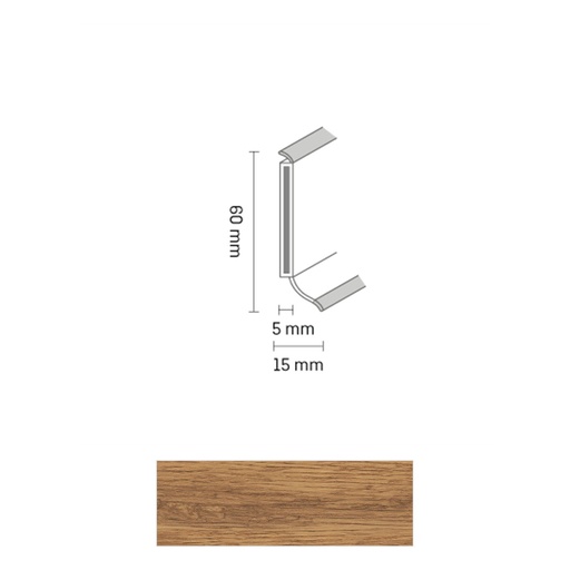 [ZUBSCHS60_2339] Döllken S 60 TOP HDF Kernplint 2339 Eik klassiek 5,15mtr