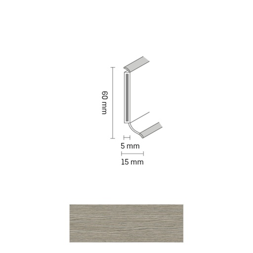 [ZUBSCHS60_2495] Döllken S 60 TOP HDF Kernplint 2495 Eik grijs 5,15mtr