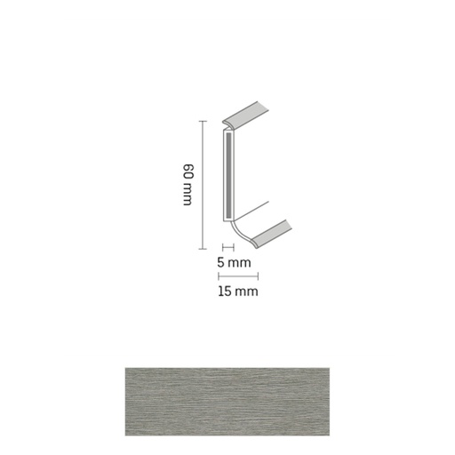 [ZUBSCHS60_2645] Döllken S 60 TOP HDF Kernplint 2645 Grey Limed Oak 5,15mtr