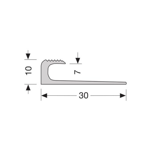 [805] Eindprofiel PVC zilver 10x30mm 7mm 2,5m 805