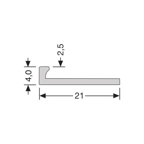 [300] In-egaliseer eindprofiel PVC gepolijst 4x21mm 2,5 mm 2,5m 300