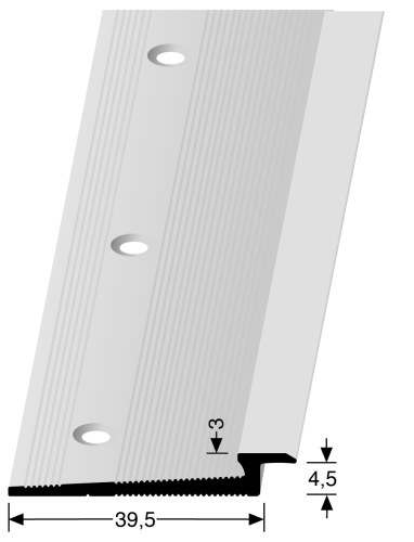 [346] Randprofiel PVC zilver geborsteld 5,5x39,5mm tot 4,5mm 3m 346