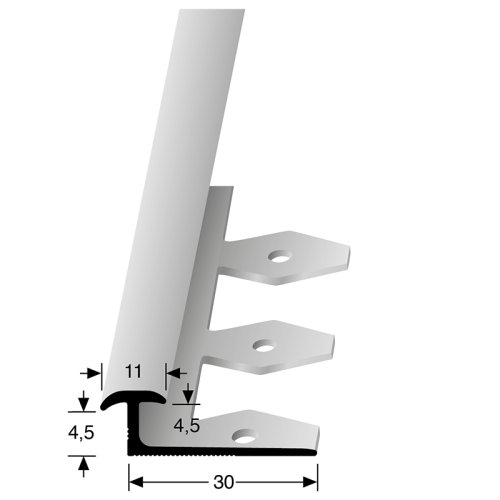 Randprofiel PVC zwart gepoedercoat 11x30mm tot 4,5mm 3m 345