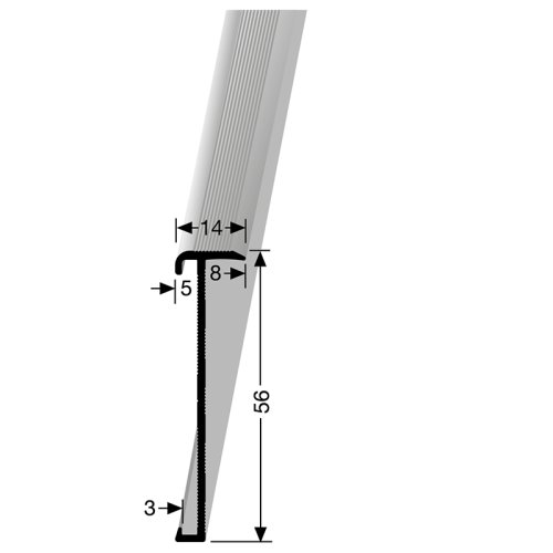Trapneusprofiel PVC zwart gepoedercoat 14x56mm 3mm 3m 846