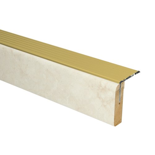 [72903] Uitloop. alu goud Baltic grijs marmer 136x5,7cm