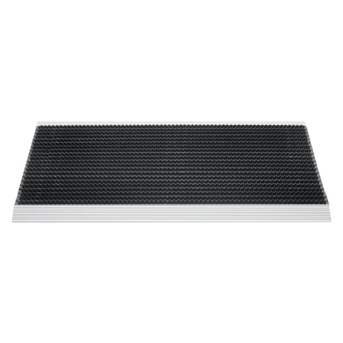 [94398] Luxe buitenmat zwart met zilver strip 50 x 80 cm