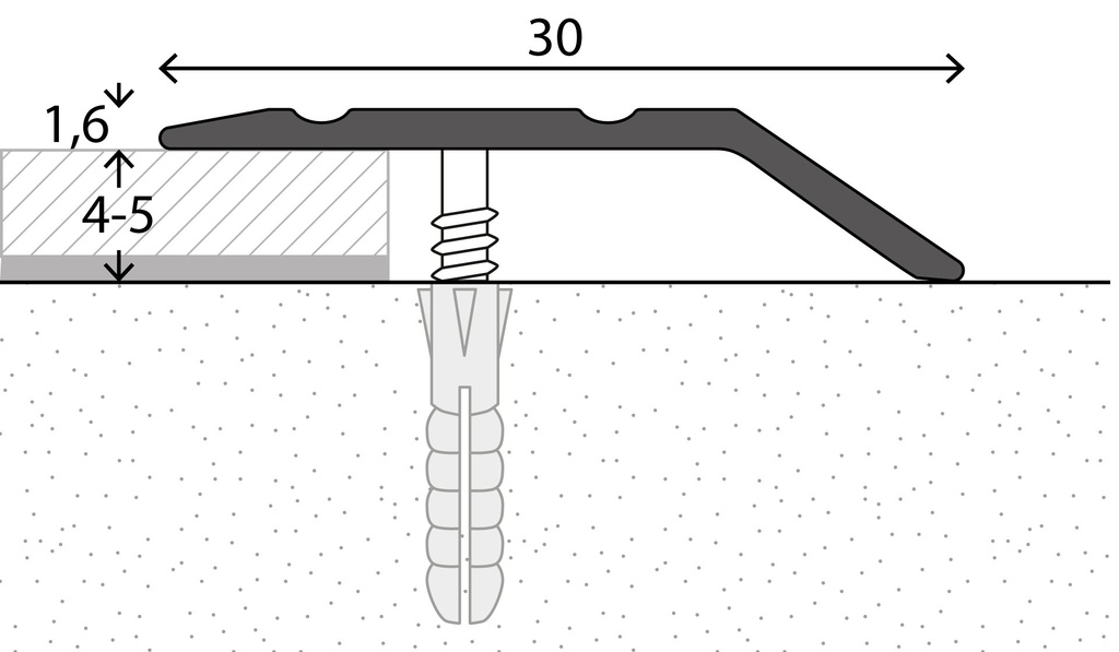 Afdekstrip voet 4mm Schroef Zilver 10x270cm - nr. 145 | 1452311270