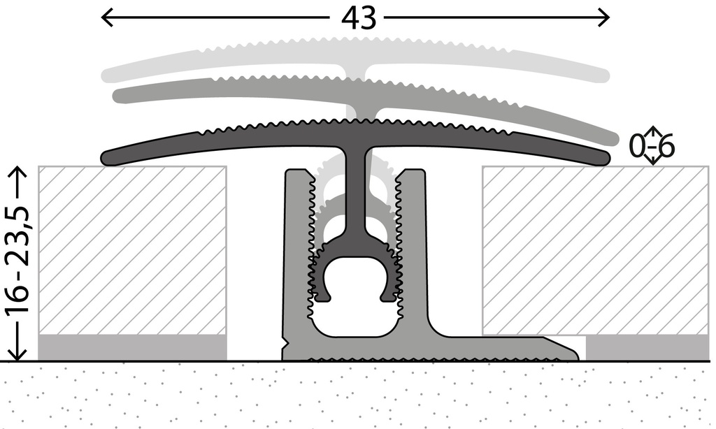 Overgangsprofiel 43mm Havanna 16-23,5mm 270cm - nr. 302 | 3022014270