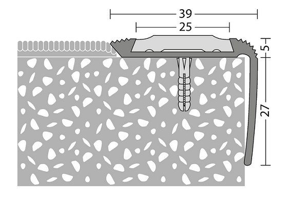 Trapkant Zilver Lang 39x27 z.inleg 10x250cm - nr. 191 | 1911311250