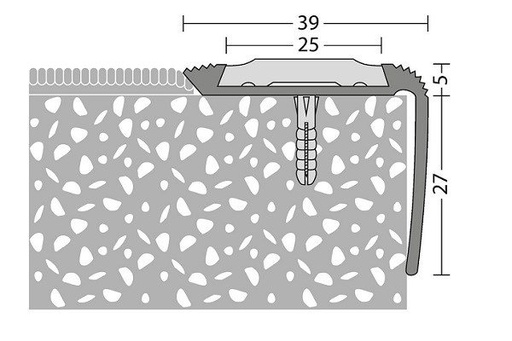 [223100011] Trapkant Zilver Lang 39x27 z.inleg 10x250cm - nr. 191 | 1911311250