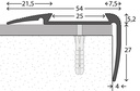 Trapkant Zilver z. inleg 54 x 27 aflopend 300cm - nr. 193 | 1931311300