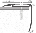 Trapkant Zilver z. inleg 54 x 44 extra lang 250cm - nr. 194 | 1941311250