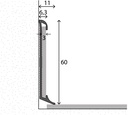 Wandprofiel nr. 60mm v. PVC inleg aluminium 10x270cm - nr. 378 | 3782011270