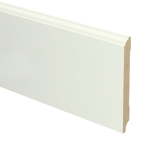 [16048] MDF Eigentijdse plint 120x12 wit voorgelakt RAL 9010