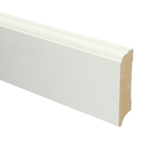 [16049] MDF Eigentijdse plint 70x18 wit voorgelakt RAL 9010