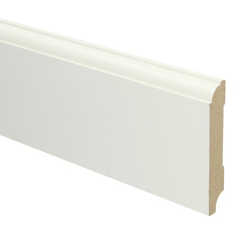 [16017] MDF Eigentijdse plint 90x15 wit voorgelakt RAL 9010