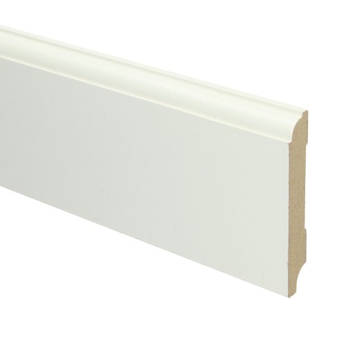 [16050] MDF Eigentijdse plint 90x18 wit voorgelakt RAL 9010