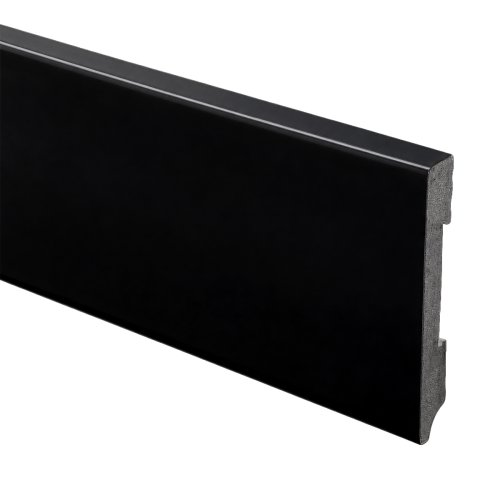 [T16727] Watervaste kunststof Moderne plint 90x12 zwart glans