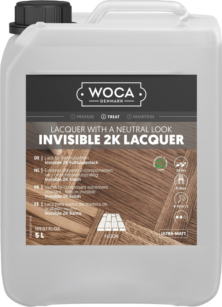 Woca Master Invisible 2K Lak (gl. 3-5) + harder & White add. 5 L