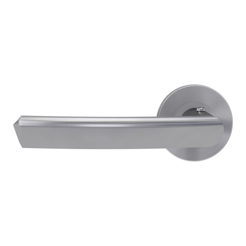 Deurgreeppaar CRYSTAL Schroefsysteem rozetten rond smart2lock 2.0 L RVS mat